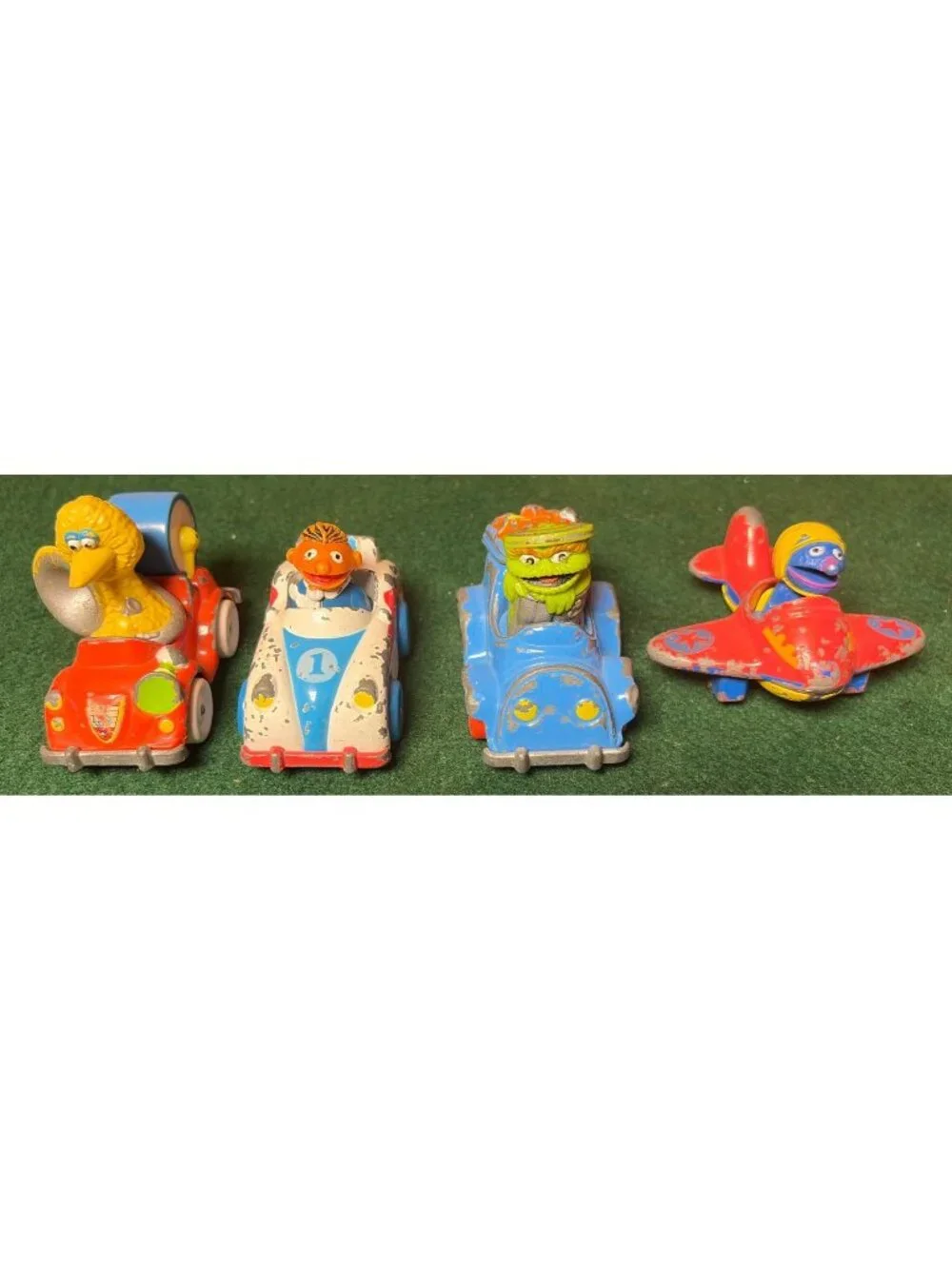 Vintage 1981-1987 Playskool Sesame Street Diecast Toy Cars & Plane Set Of 4